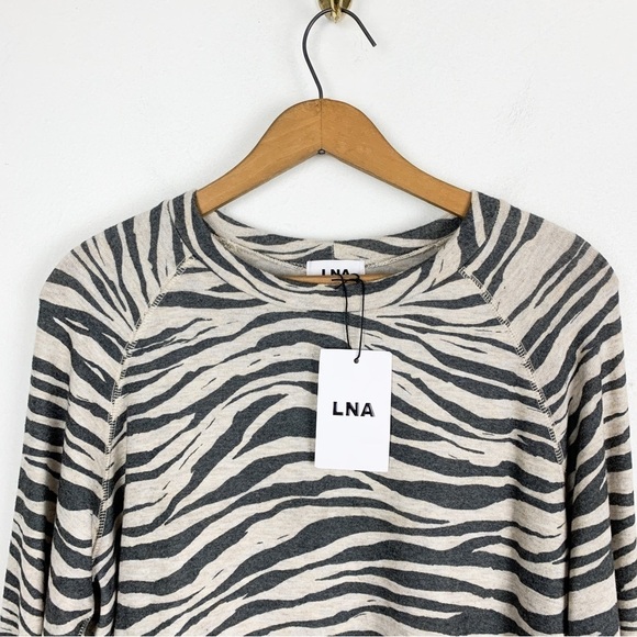 NWT LNA Revolve Beige Zebra Print Jillyan Raglan Sweatshirt Sz S - Picture 3 of 9
